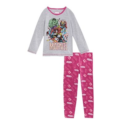 Marvel Girls' pink comic print pyjama set
